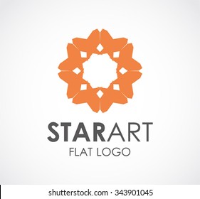Star art of circular flower abstract vector and logo design or template decorative ornament business icon of company identity symbol concept