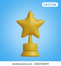 Stern-Preis-3D-Vektorsymbol-Set auf blauem Hintergrund