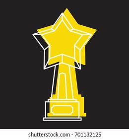 Star award in doodle style icons vector illustration for design and web isolated on black background. Star award vector object for labels and logo