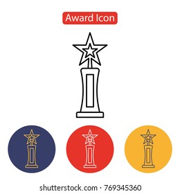 Star award icon isolated on white background. Cinema symbol. Movie Theater, Cinematic Award, Movie Premiere. Outline pictogram for web site design and mobile apps. Vector illustration. Editable stroke