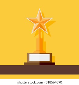 Star award icon standing at shelf. Flat style vector illustration.