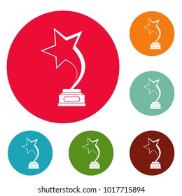Star award icons circle set vector isolated on white background