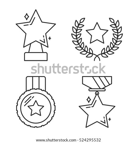 Star award line icons, vector eps10 illustration