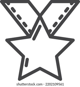 Star award ribbon line icon. Winner sign
