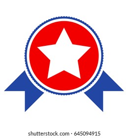 Star Award With Ribbons flat vector pictogram. An isolated illustration on a white background.