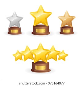 Star Award Set. Single And Five. Vector Illustration