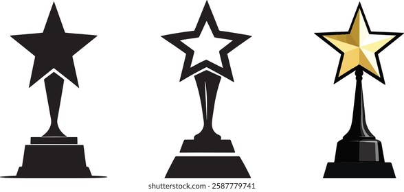 Star Award Trophy Vector Illustration Set on White Background