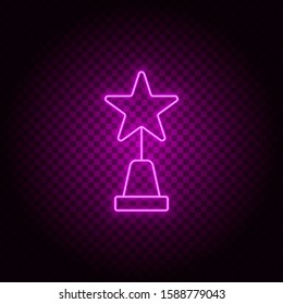 Star, award vector icon. Element of simple icon for websites, web design, mobile app, info graphics. Pink color. Neon vector on dark background