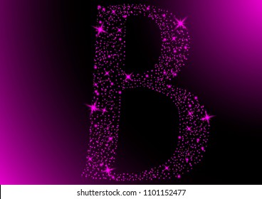 star B in purple shine. Vector Illustration