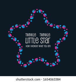 Star with baby feet and heart vector illustration