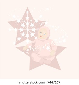 Star Baby Girl is hand drawn original artwork  in AI-EPS8 format.