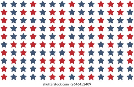 Star background American flag style. Red blue stars pattern. Seamless stars pattern.