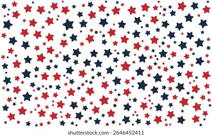 Star background American flag style. Red blue stars pattern. Seamless stars pattern.