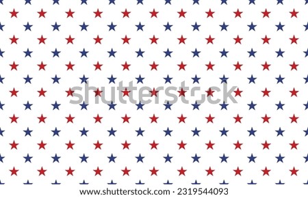 Star background American flag style. Red blue stars pattern. Seamless stars pattern.