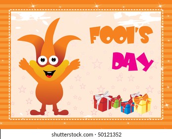 star background with cartoon and gift illustration