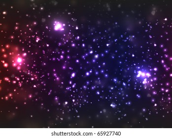 Star background, colored in violet shades with abstract blurry lights.