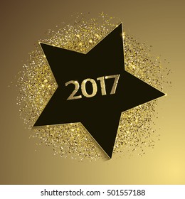 Star background with golden glitters 
