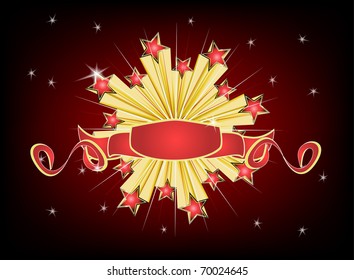 Star background and red ribbon