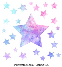 Star Background In Vector Colorful Watercolor