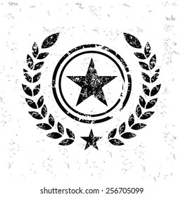 Star badge design on old paper,grunge vector