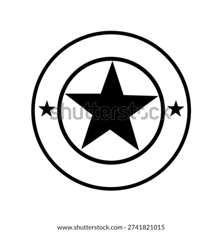 Star badge emblem vector in clean outline style, round insignia icon for logo, branding, award, and certification design