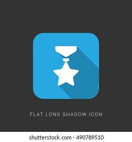 Star Badge Flat blue long shadow Icon / Logo Design