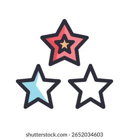 Colección de icono de insignia de estrella en relleno y contorno