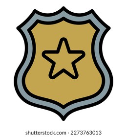 Star badge icon outline vector. Law element. Guard station