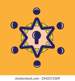 star badge illustration vector design in peach and blue colors in simple style. suitable for logos, icons, posters, advertisements, banners, companies, t-shirt designs, stickers, websites