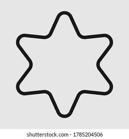 símbolo de identificación de estrella y vector de icono plano de línea 