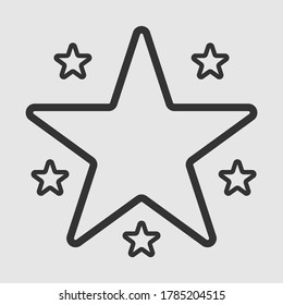 símbolo de identificación de estrella y vector de icono plano de línea 