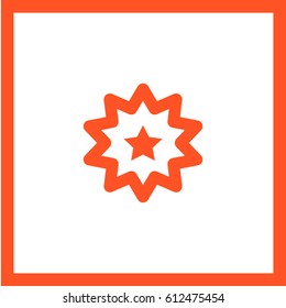 Star badge line vector icon