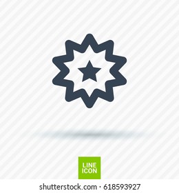 Star badge line vector icon