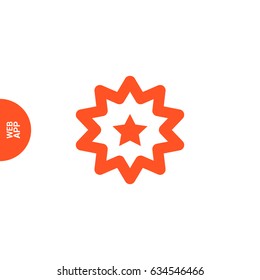 Star badge line vector icon