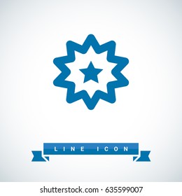 Star badge line vector icon