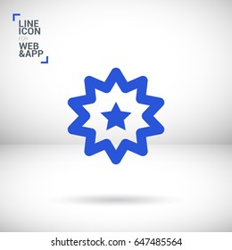 Star badge line vector icon