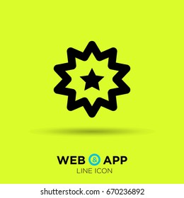 Star badge line vector icon