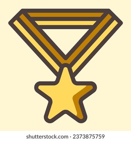 star badge medal award icon or logo illustration filled outline color style.