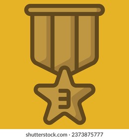 star badge medal award icon or logo illustration filled outline color style.
