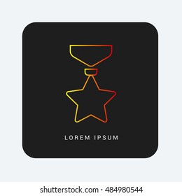Star Badge Red & Orange gradient attractive line thin icon / logo design