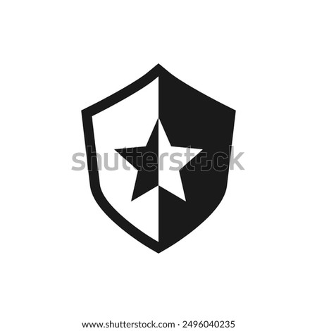 Star badge shield icon flat style isolated on white background. Vector illustration