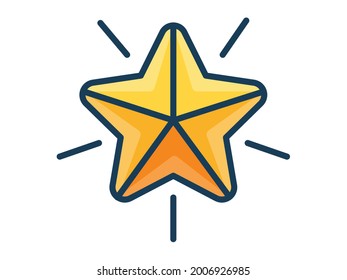  star badge single isolated icon with filled line style