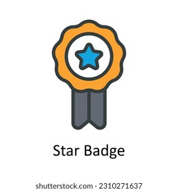Star Badge Vector Fill outline Icon Design illustration. User interface Symbol on White background EPS 10 File