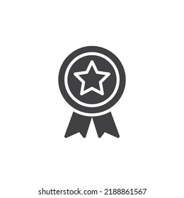 Star badge vector icon. filled flat sign for mobile concept and web design. Star medal glyph icon. Symbol, logo illustration. Vector graphics