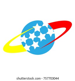 Star Ball with Orbit ring logo vector