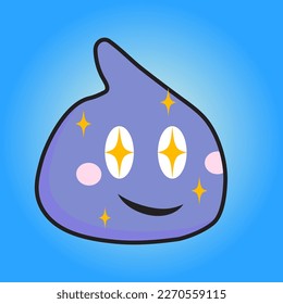 star ball , slime ball blob character made with anime starry eyes and a slime ball antenna on top of its head