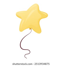 Star balloon, in flat vector style, isolated on a white background. Balloon for happy birthday and other special occasions. Holiday decorations in the form of balls