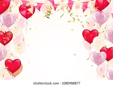 Star balloon and balloon on background. Party helium balloons balloons isolated on white background. confetti and ribbons for greeting cards and poster with colorful balloon