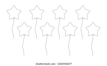 Star balloon tracing worksheet for kids