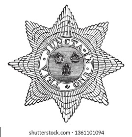 Star of Bath es una orden británica de caballería fundada por George I el 18 de mayo de 1725, dibujo vintage de línea o ilustración de grabado.